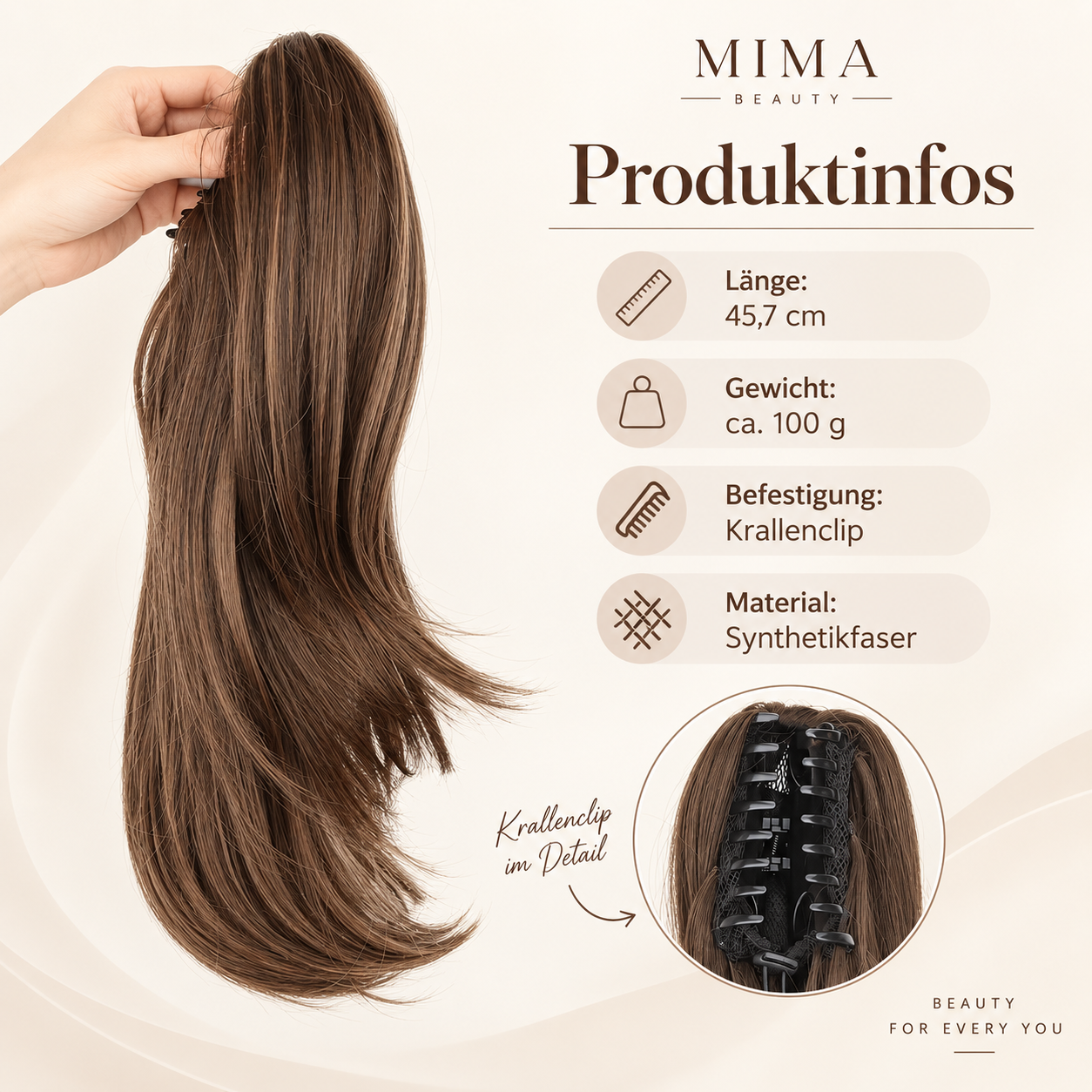 Claw Ponytail 45 cm – Gewellte Clip-in Pferdeschwanz-Extension